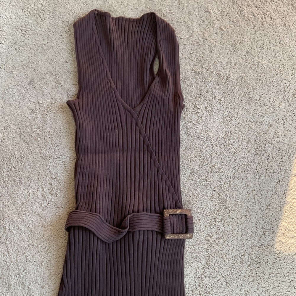 🪸 Buckle Brown Ribbed Tank Top